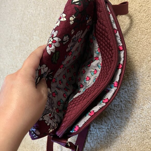 Vera Bradley Iconic Turnabout Crossbody, Bordeaux Blooms - Picture 7 of 9